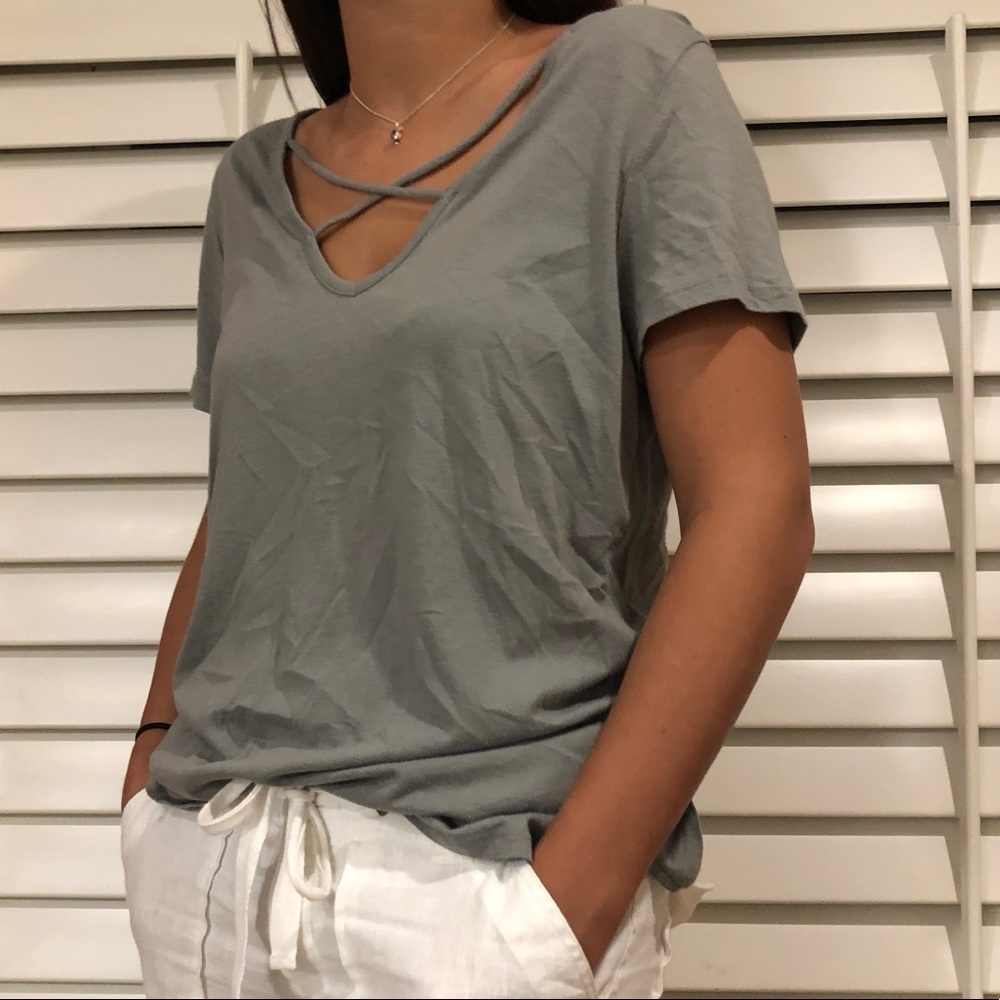 Light green crossover t-shirt